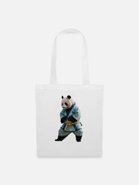 Sportlicher Panda - Stoffbeutel - Weiß