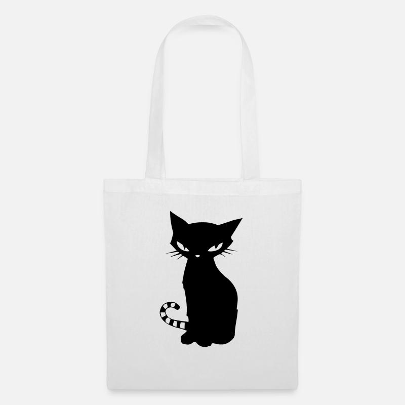 Schwarze Katze - Stoffbeutel - Weiß