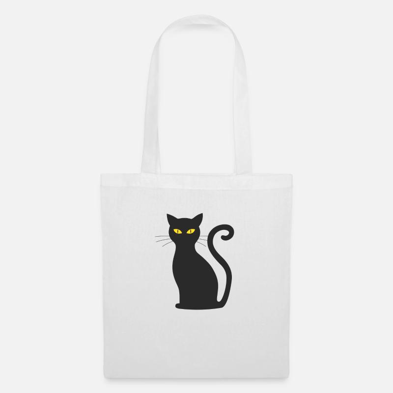 Schwarze Katze - Stoffbeutel - Weiß