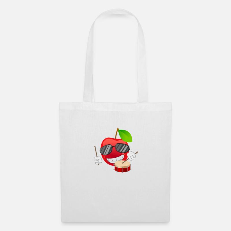 Kirsche cherry Trommel Drummer emoji - Stoffbeutel - Weiß