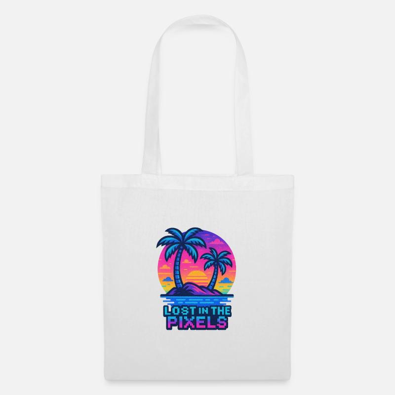 Pixelated Tropical Sunset Design - Tote Bag - white