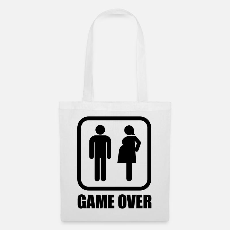 Game over - schwanger - Stoffbeutel - Weiß