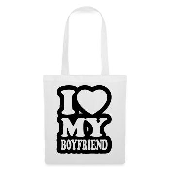 I love my boyfriend - J'aime mon ami - Sac en tissu - blanc - Devant