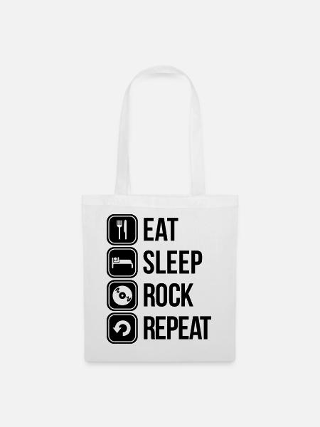 eat sleep rock repeat - Stoffbeutel - Weiß