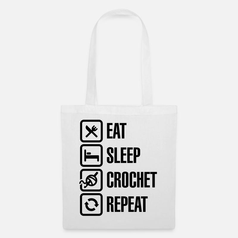 Eat Sleep Crochet Repeat - Stoffbeutel - Weiß