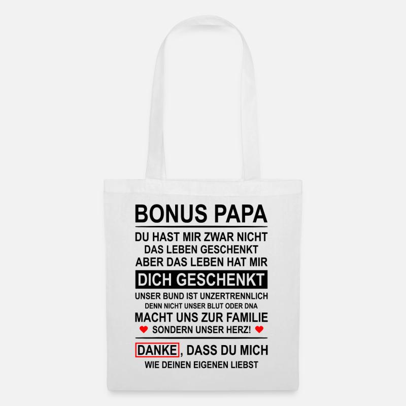 Bonus Papa Danke Stiefvater - Stoffbeutel - Weiß