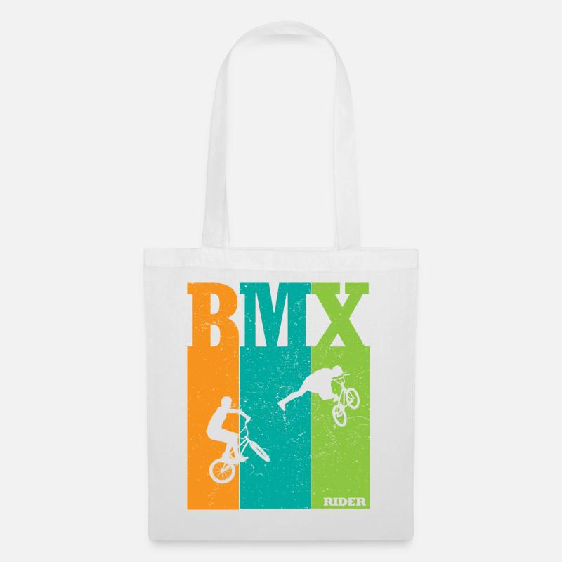 BMX Farbblock Rider Silhouetten - Stoffbeutel - Weiß