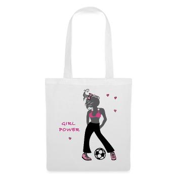 Girlpower, Fußball - Stoffbeutel - Weiß - Vorne