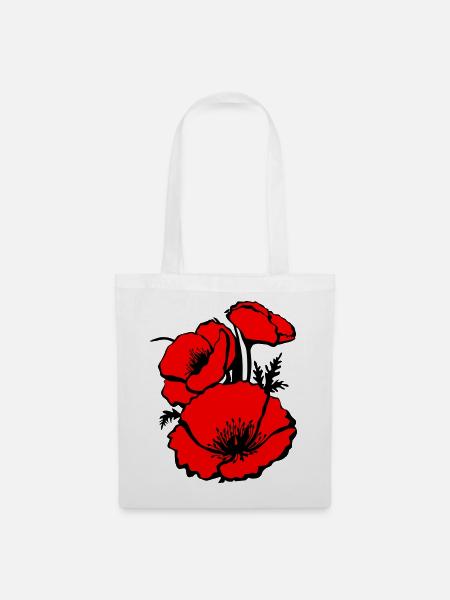 Mohn Blume - Stoffbeutel - Weiß