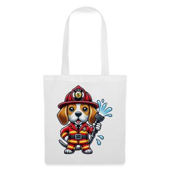 Beagle Feuerwehrmann Design - Stoffbeutel - Weiß - Vorne
