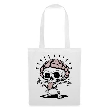 Crâne Cerveau - Sac en tissu - blanc - Devant