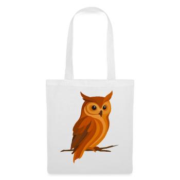 Owl in orange tones – expressive forest bird - Tote Bag - white - Front