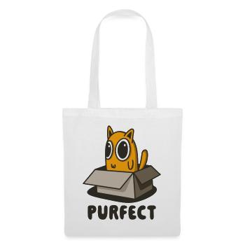 Purrfect Orange Katze in Box - süßes Kätzchen-Design - Stoffbeutel - Weiß - Vorne