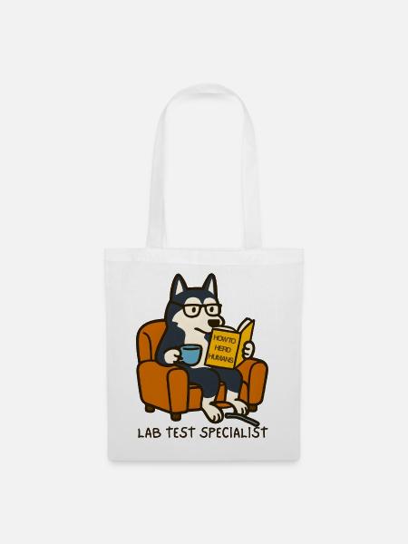 Husky Lesebrille T-Shirt Design - Stoffbeutel - Weiß