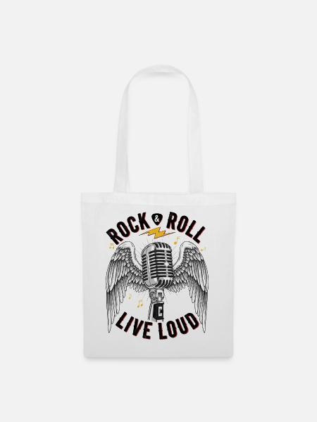 Rock And Roll Engel mit Mikrophon - Stoffbeutel - Weiß