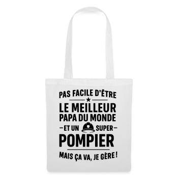 Pompier – Super Papa Pompier - Sac en tissu - blanc - Devant