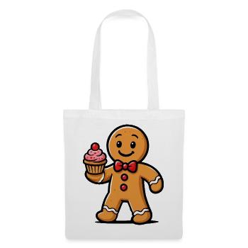 Lebkuchenmann Cupcake Cartoon - Stoffbeutel - Weiß - Vorne