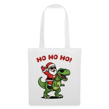 Santa auf Dino: Ho Ho Ho - Stoffbeutel - Weiß - Vorne