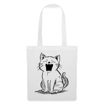 Loud Meowing Cat Doodle | Funny Cat Sketch - Tote Bag - white - Front