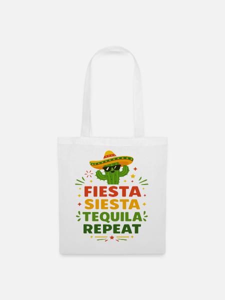Fiesta Siesta Tequila Repeat - Stoffbeutel - Weiß