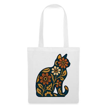 Floral cat silhouette in warmth - Tote Bag - white - Front
