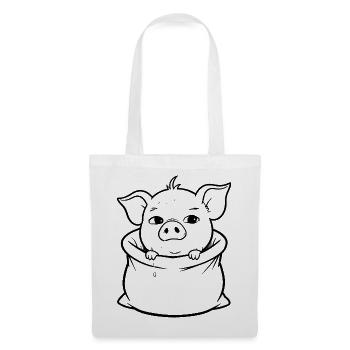 Schweinchen im Sack - Stoffbeutel - Weiß - Vorne