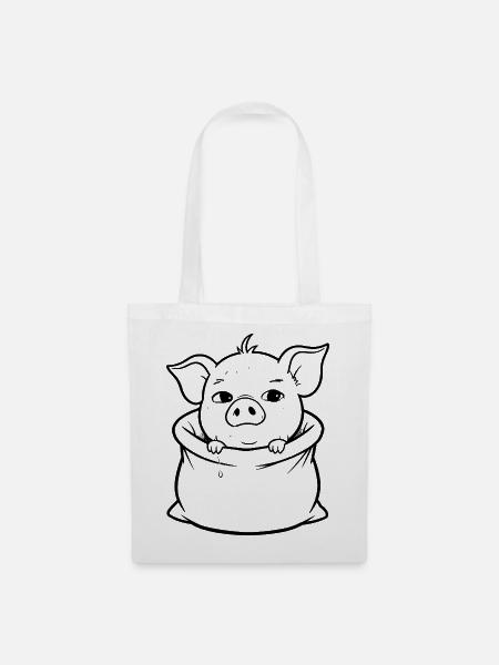 Schweinchen im Sack - Stoffbeutel - Weiß