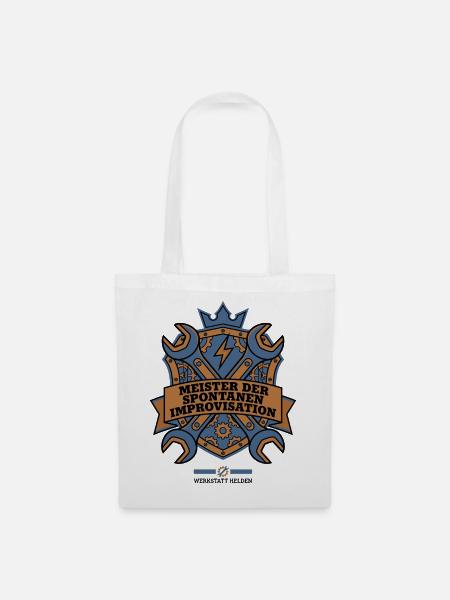 Handwerker Improvisation Wappen Design - Stoffbeutel - Weiß