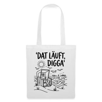 dat läuft digga strandkorb chillen urlaub meer  - Stoffbeutel - Weiß - Vorne