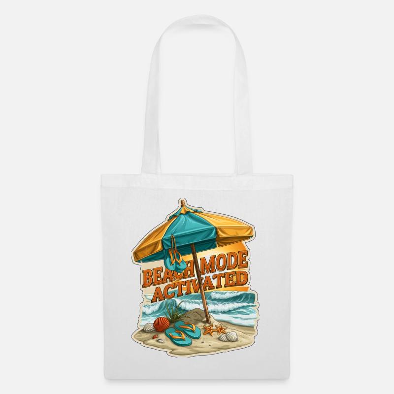 Beach Mode Activated Summer Vacation Umbrella - Tote Bag - white