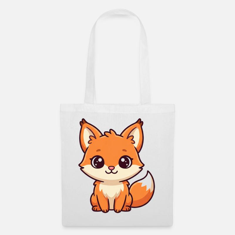 Kuschelfuchs Kawaii Illustration - Stoffbeutel - Weiß