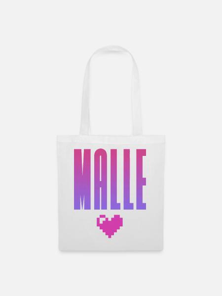 MALLE Pixelherz Pink Lila - Stoffbeutel - Weiß