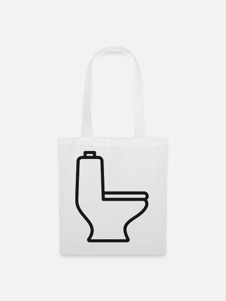 Minimales Toiletten-Linien-Symbol - Stoffbeutel - Weiß