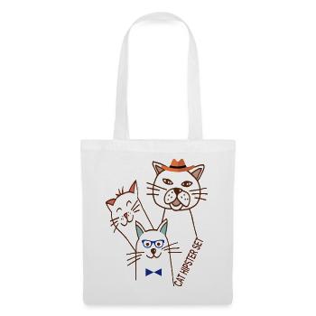 Katzen Trio  - Stoffbeutel - Weiß - Vorne