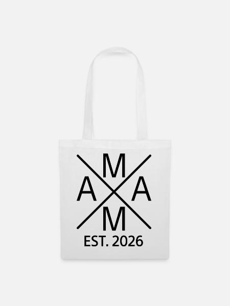 Mama 2026 Est 2026 Geburt Baby - Stoffbeutel - Weiß