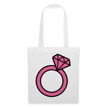 Pinker Diamantring Icon - Stoffbeutel - Weiß - Vorne