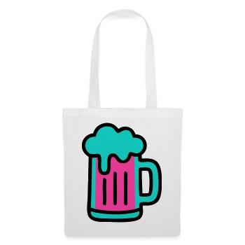 Bierkrug Neon Schaum Icon - Stoffbeutel - Weiß - Vorne