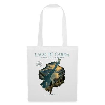 Gardasee Lago di Garda Italien Reise See Retro - Stoffbeutel - Weiß - Vorne