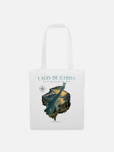 Gardasee Lago di Garda Italien Reise See Retro - Stoffbeutel - Weiß