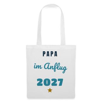 Papa im Anflug 2027 Baby unterwegs - Stoffbeutel - Weiß - Vorne