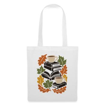 Herbstbücher und Kaffee Herbstlesen Gemütliche Blätter - Stoffbeutel - Weiß - Vorne