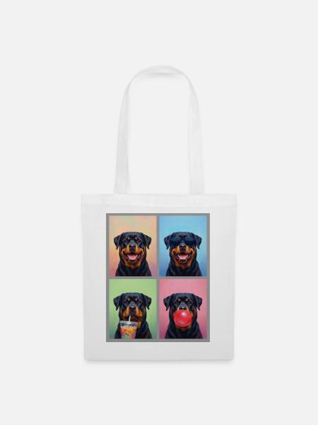 Hunde Rottweiler Hund - Stoffbeutel - Weiß
