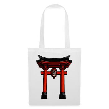 Roter Torii mit Laterne - Stoffbeutel - Weiß - Vorne