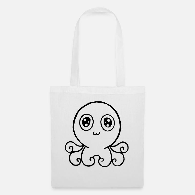 pieuvre heureuse - Sac en tissu - blanc