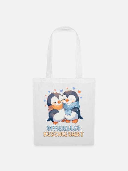 Offizielles Kuschelshirt Pinguine Liebe Herz Süß - Stoffbeutel - Weiß