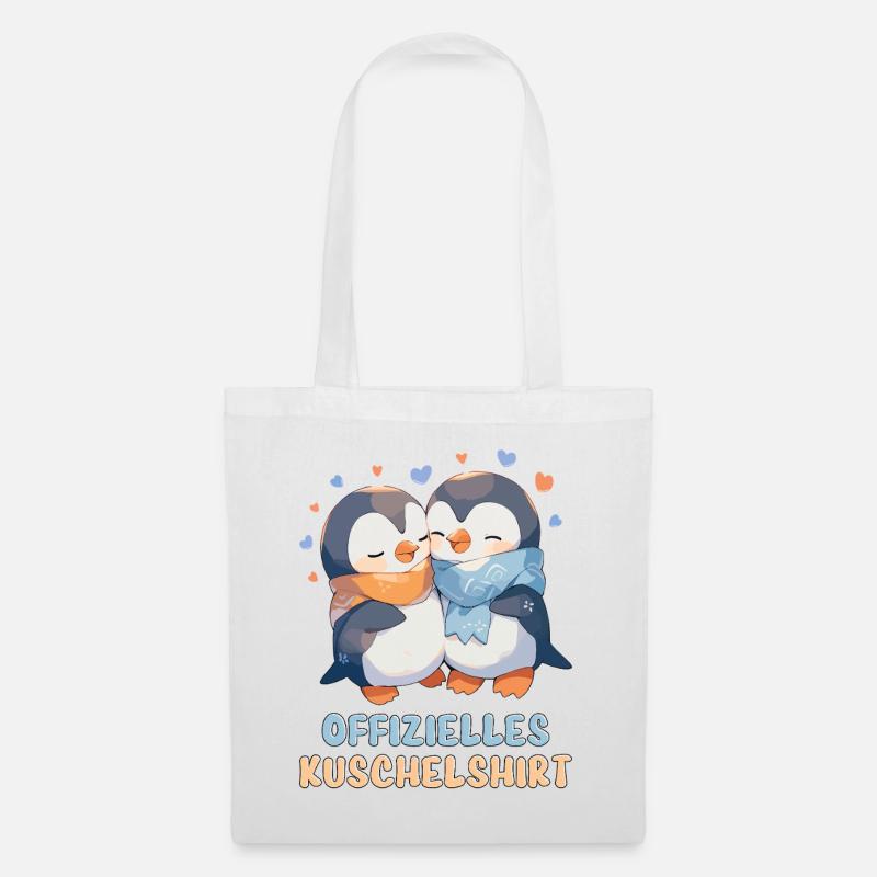 Offizielles Kuschelshirt Pinguine Liebe Herz Süß - Stoffbeutel - Weiß