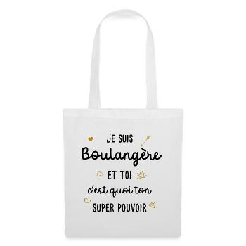 Cadeau Phrase Drôle Boulangère Boulangerie - Sac en tissu - blanc - Devant