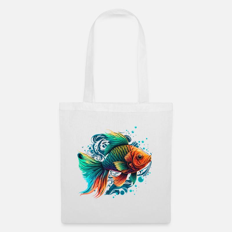 Regenbogenfisch Illustration - Stoffbeutel - Weiß