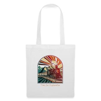 Time for Exploration: Vintage Steam Locomotive - Tote Bag - white - Front