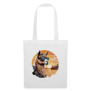 Coucher de Soleil Alpaga Rétro Aquarelle Lama - Sac en tissu - blanc - Devant